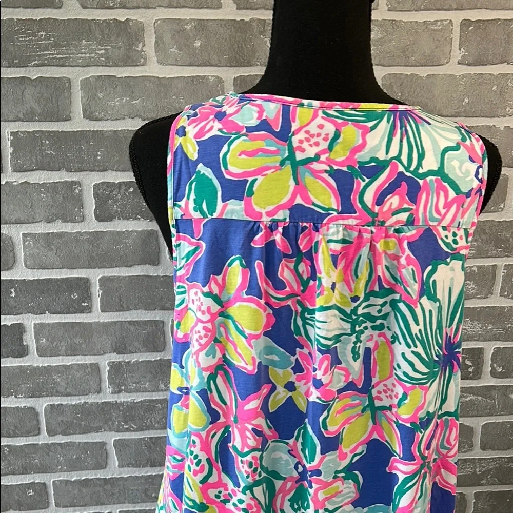 Lilly Pulitzer Blythe Tank Dress Casa Azul Floral Print Pima Cotton Women’s Larg - Picture 7 of 15